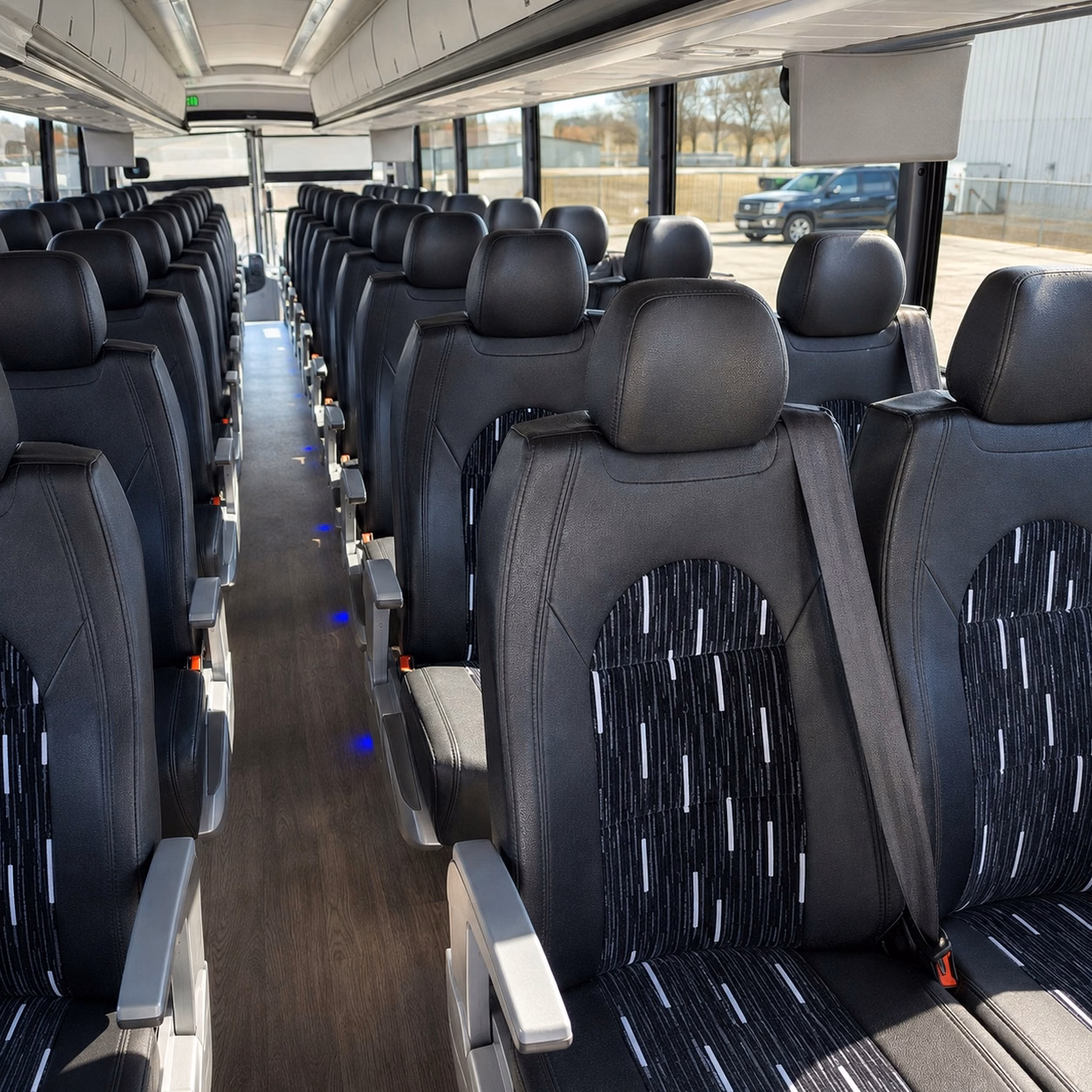 56 passenger charter bus inside